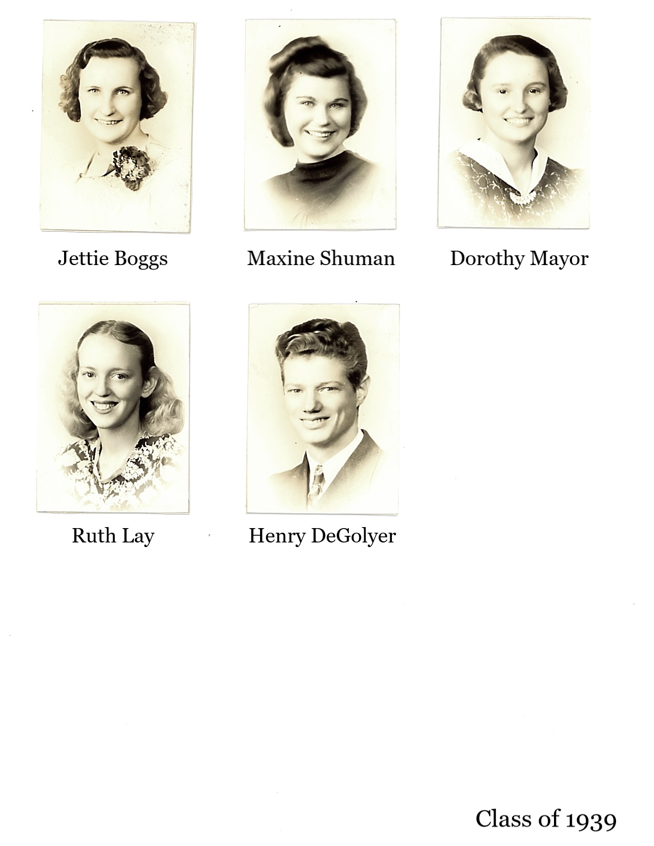 Yearbook photos of the Class of 1939 (page 2)