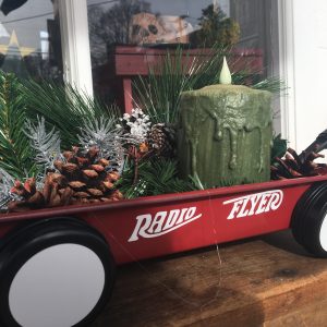 Christmas Wagon-mini Radio flyer wagon with pine and candle