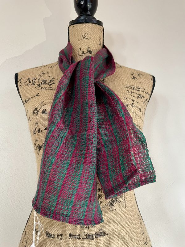Handwoven Scarf red-green