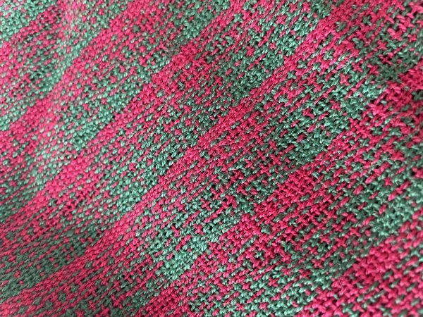 Hand woven scarf, red and green
