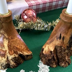 Wooden Burl Candle Stick Holders
