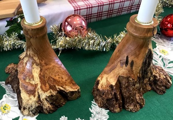 Wooden Burl Candle Stick Holders